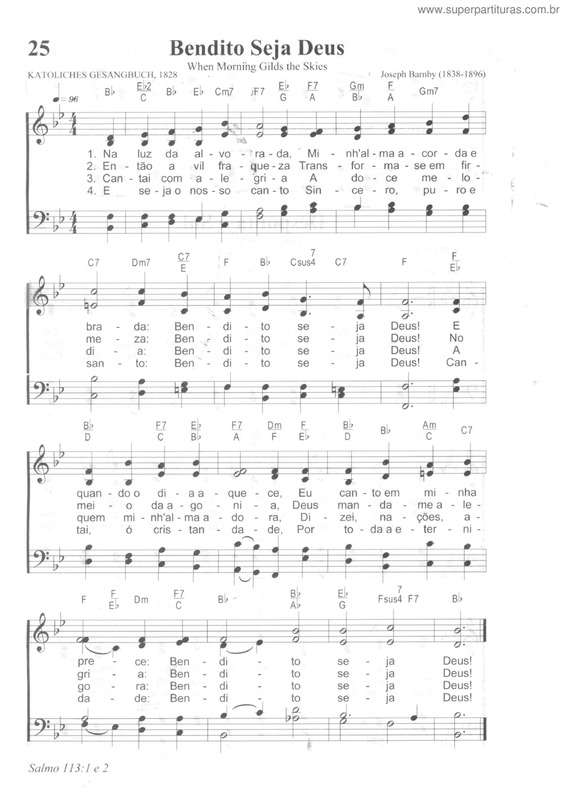 Partitura da música Bendito Seja Deus