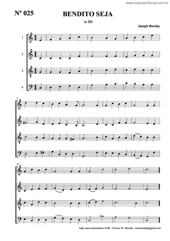 Partitura da música Bendito Seja v.2