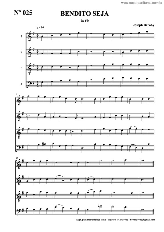 Partitura da música Bendito Seja v.3