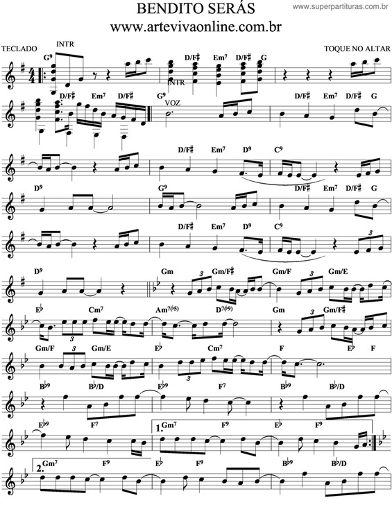 Partitura da música Bendito Serás