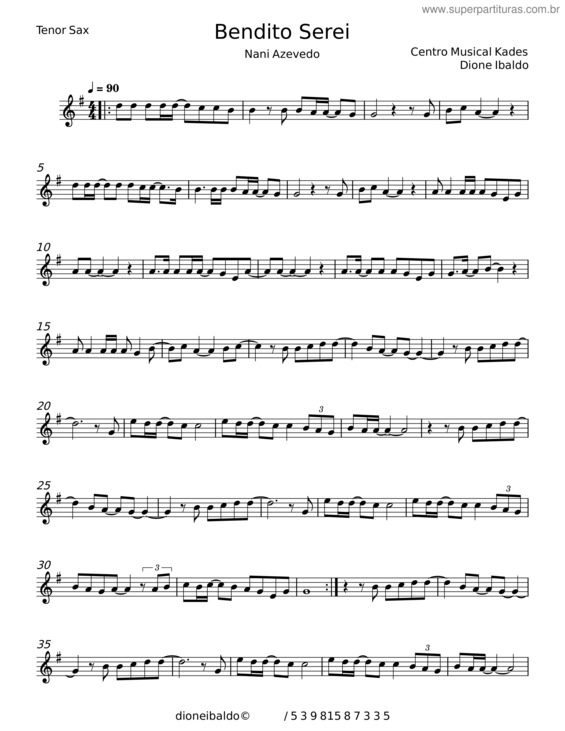 Partitura da música Bendito Serei – Nani Azevedo v.2