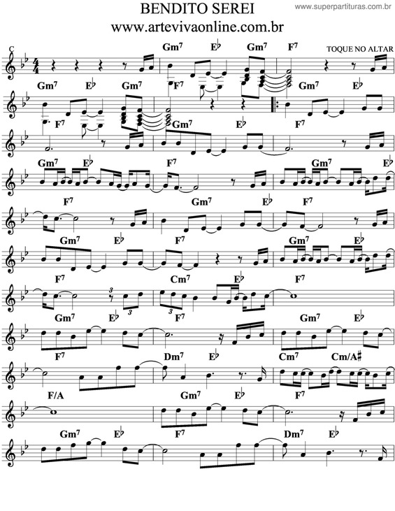 Partitura da música Bendito Serei v.3