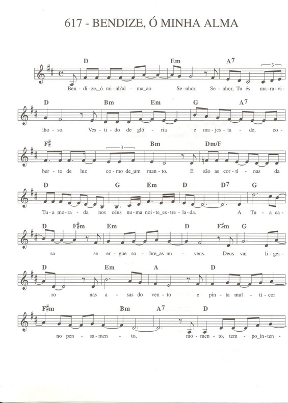 Partitura da música Bendize Ó Minha Alma