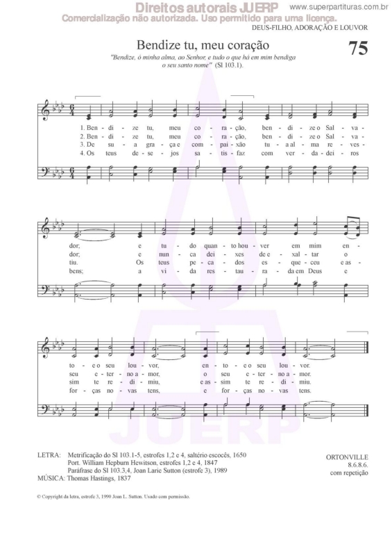 Partitura da música Bendize Tu, Meu Coração - 75 HCC v.2