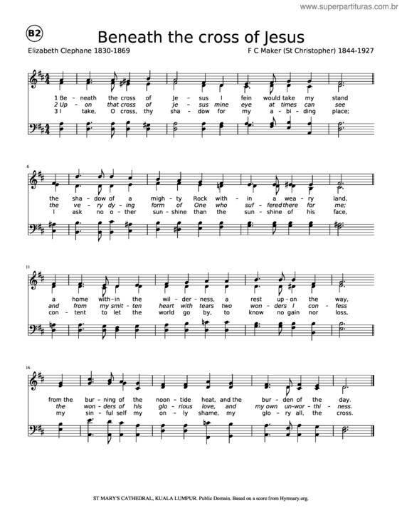 Partitura da música Beneath The Cross Of Jesus – St Christopher