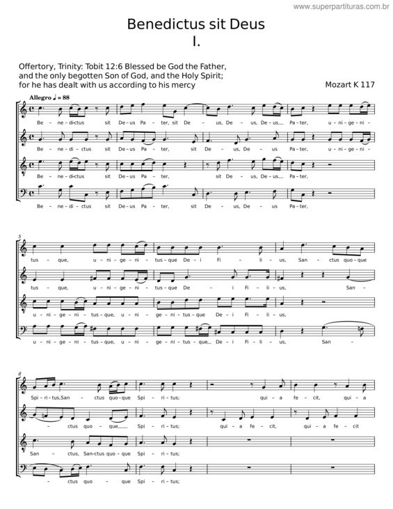 Partitura da música Benedictus Sit Deus