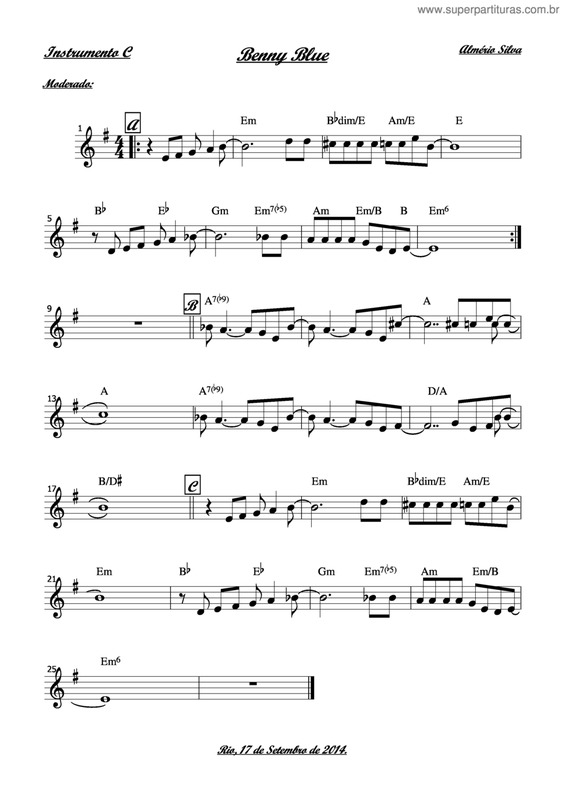 Partitura da música Benny Blue