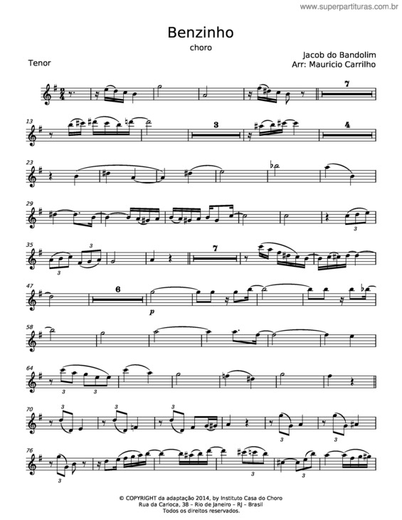 Partitura da música Benzinho – Jacob Do Bandolim