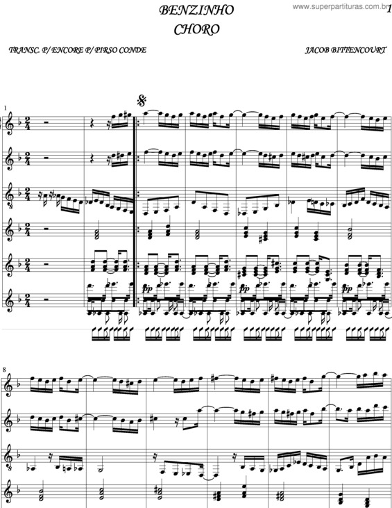 Partitura da música Benzinho v.2