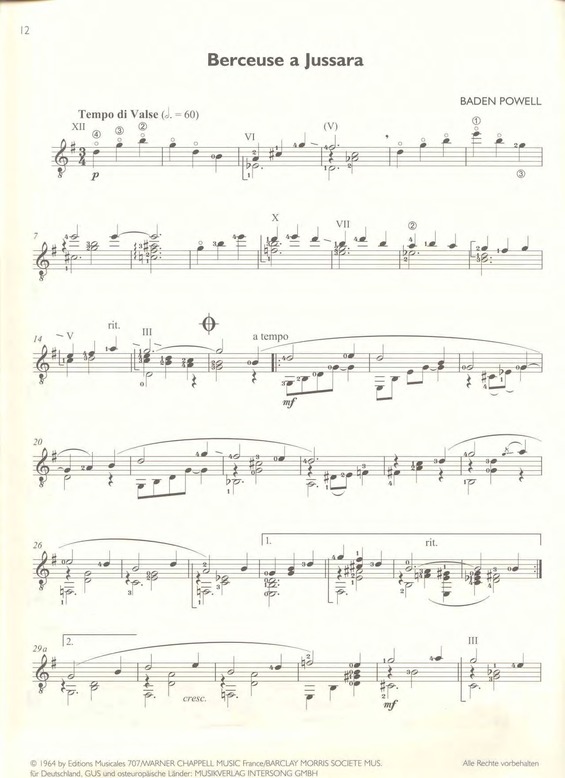 Partitura da música Berceuse A Jussara