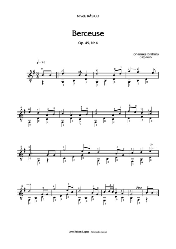 Partitura da música Berceuse Op. 49 Nr 4