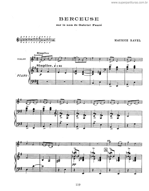 Partitura da música Berceuse sur le nom de Gabriel Fauré