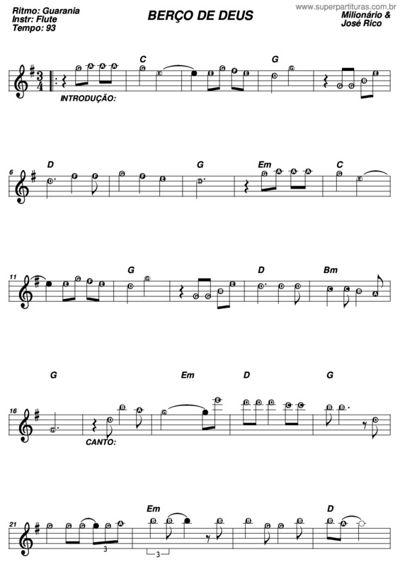 Partitura da música Berço De Deus