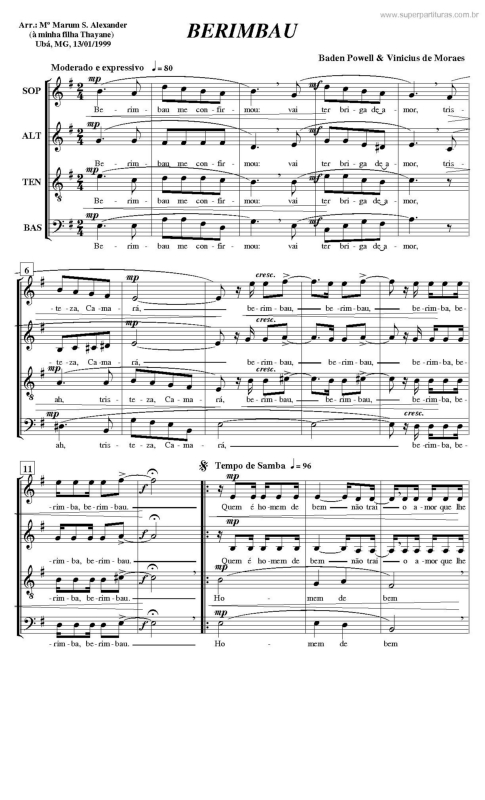 Partitura da música Berimbau v.2