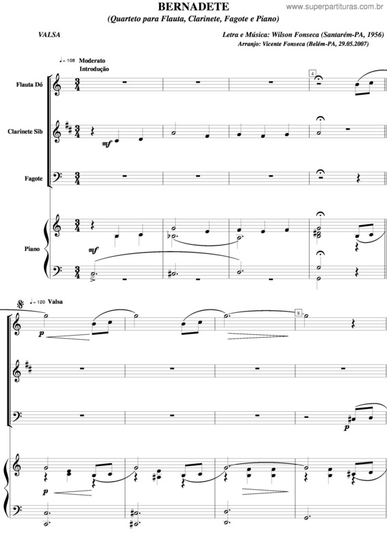 Partitura da música Bernardete