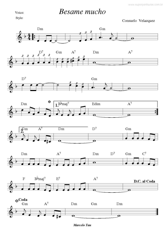 Partitura da música Besame Mucho v.5