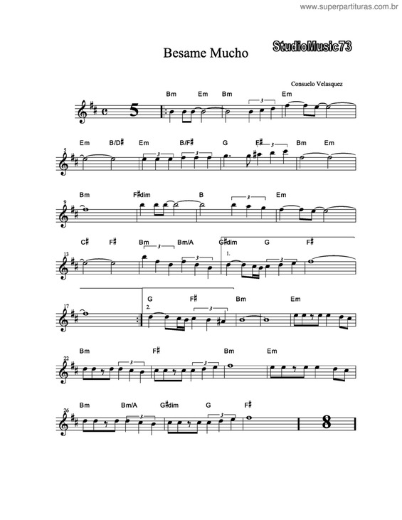 Partitura da música Besame Mucho v.7