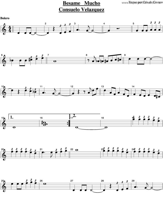 Partitura da música Besame Mucho v.9