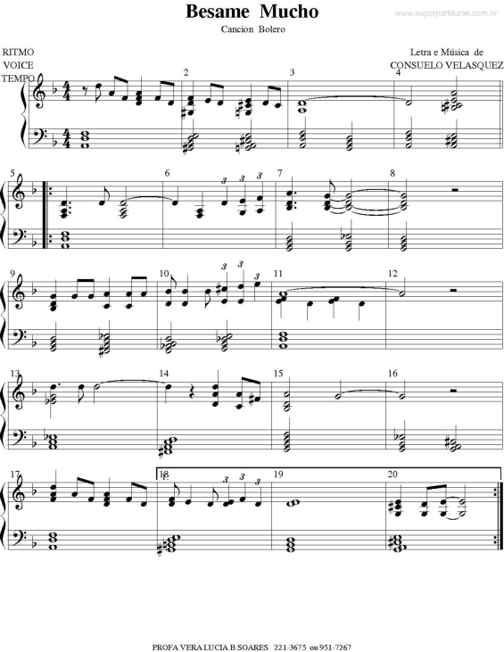 Partitura da música Besame v.2