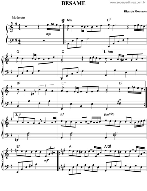 Partitura da música Besame v.4