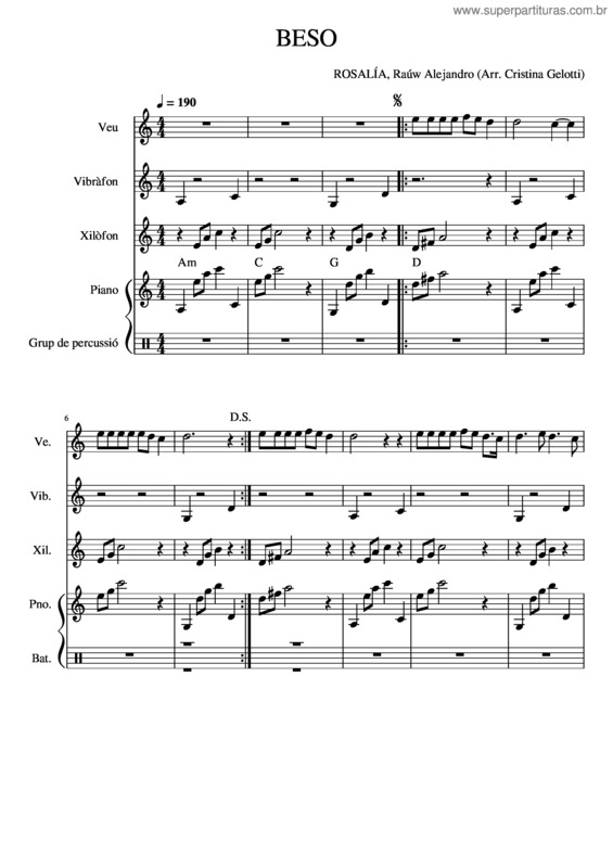 Partitura da música Beso