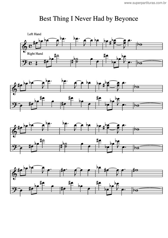 Partitura da música Best Thing I Never Had v.2