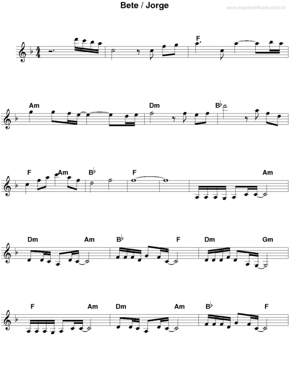 Partitura da música Bete / Jorge