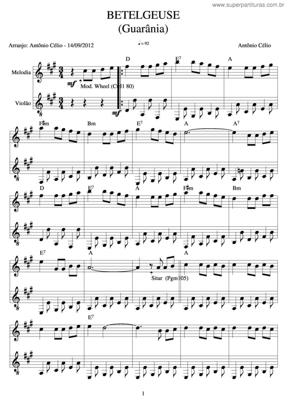 Partitura da música Betelgeuse v.2