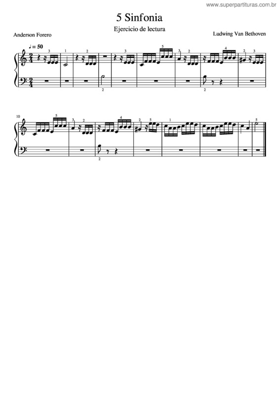 Partitura da música Bethoven – 5 Sinfonia