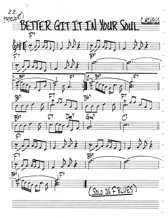Partitura da música Better Git It In Your Soul v.7