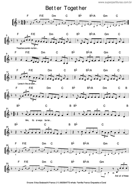 Partitura da música Better Together v.2