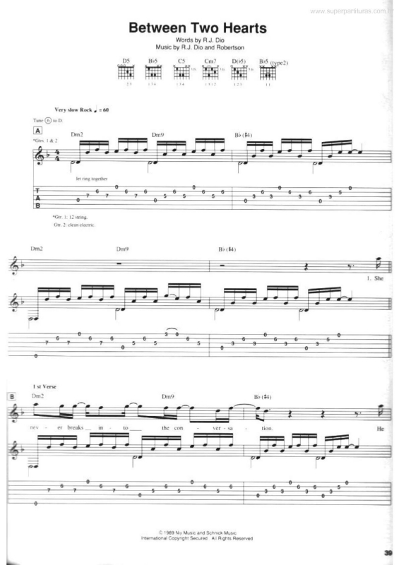 Partitura da música Between Two Hearts