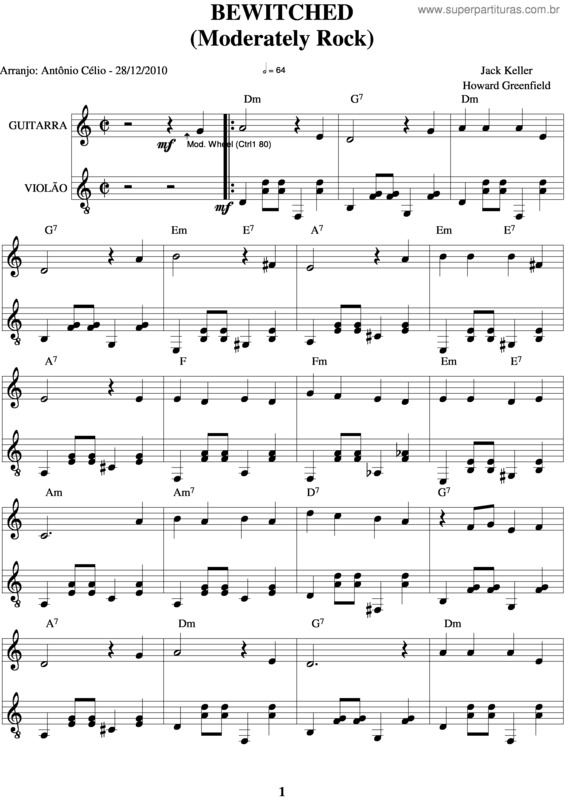 Partitura da música Bewitched