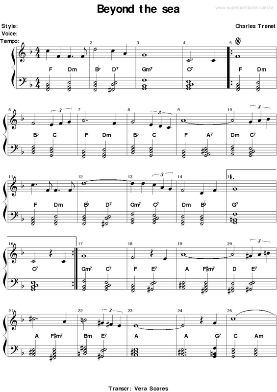 Partitura da música Beyond The Sea