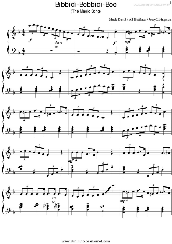 Partitura da música Bibbidi-Bobbidi-Boo v.2