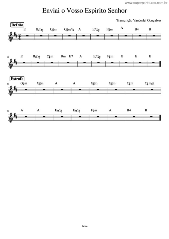 Partitura da música Biblia Sagrada – Rei Davi Enviai O Vosso Espirito Senhor  – Rei Davi