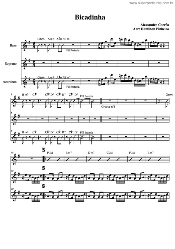 Partitura da música Bicadinha