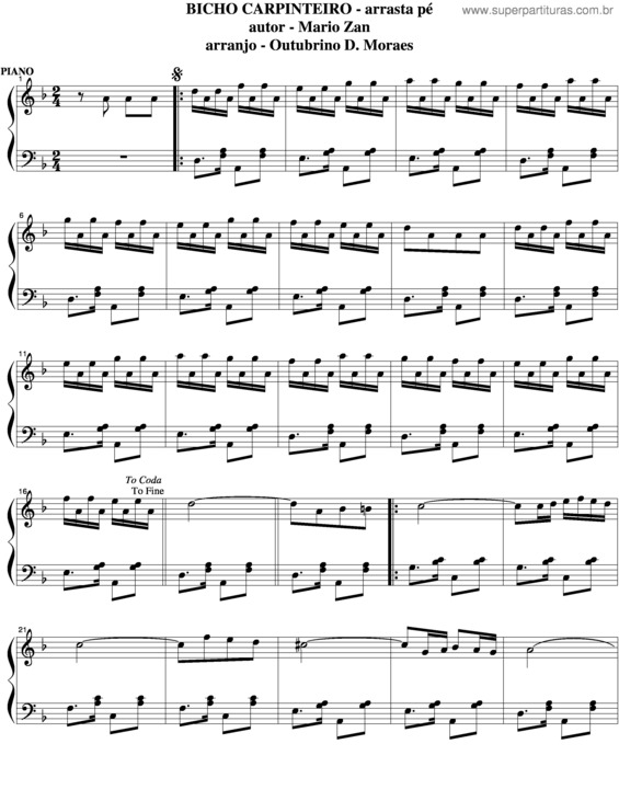 Partitura da música Bicho Carpinteiro v.4