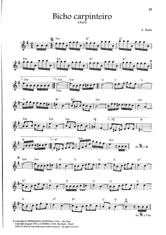 Partitura da música Bicho Carpinteiro v.6