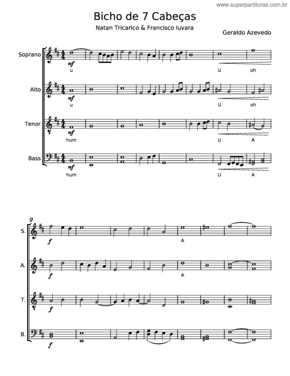 Partitura da música Bicho De 7 Cabeças – Geraldo Azevedo v.4