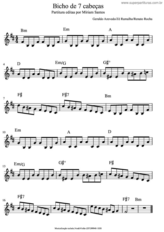 Partitura da música Bicho De 7 Cabeças
