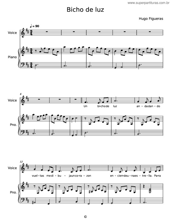 Partitura da música Bicho De Luz – Hugo Figueras