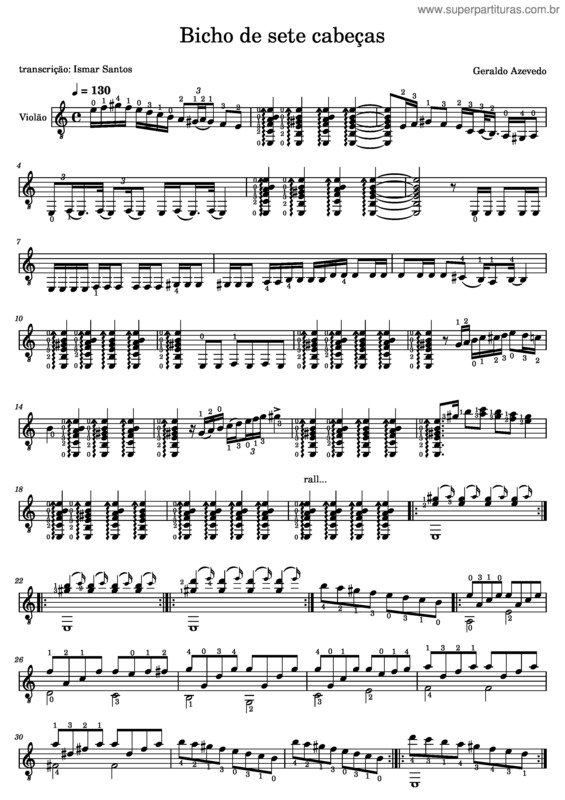 Partitura da música Bicho De Sete Cabeças v.3