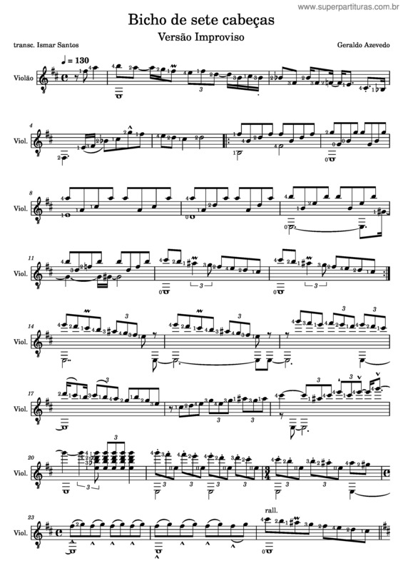 Partitura da música Bicho De Sete Cabeças v.5