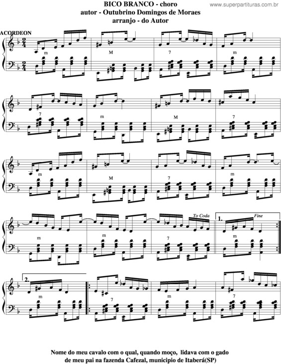 Partitura da música Bico Branco v.3