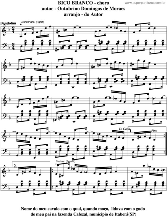 Partitura da música Bico Branco v.5