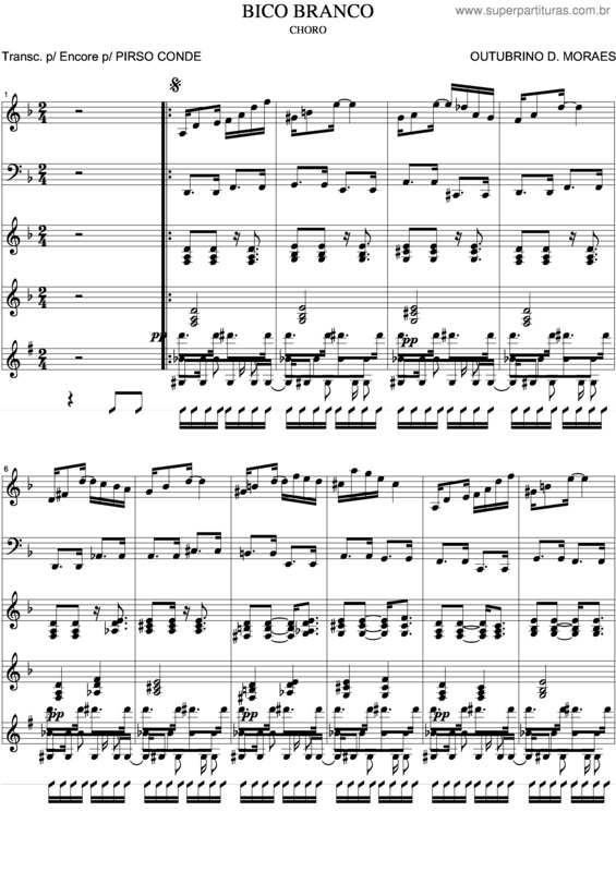 Partitura da música Bico Branco