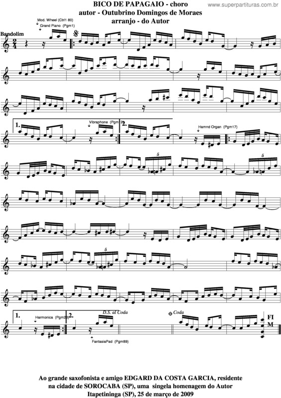 Partitura da música Bico De Papagaio v.3