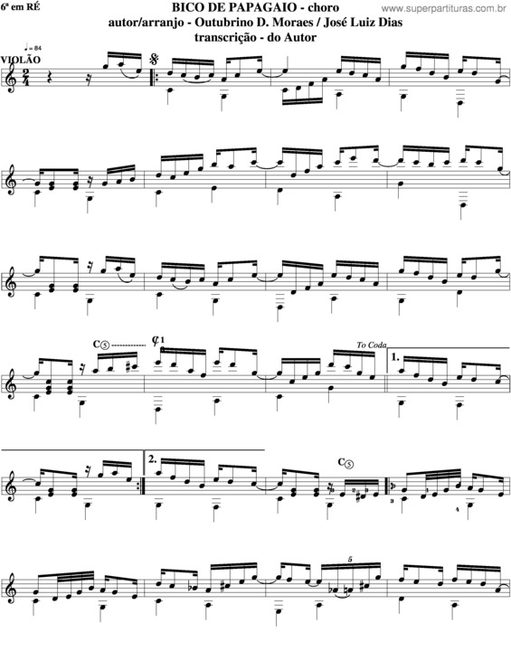 Partitura da música Bico De Papagaio v.5