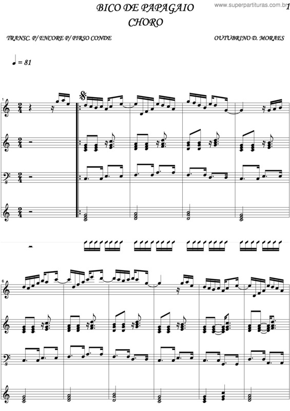 Partitura da música Bico De Papagaio